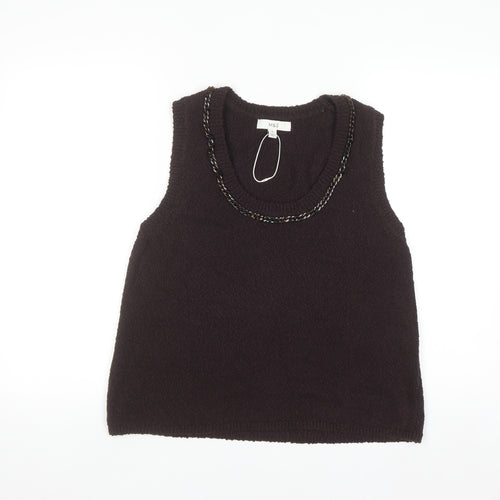 Marks and Spencer Women Brown Sleeveless Knit Vest M Round Neck