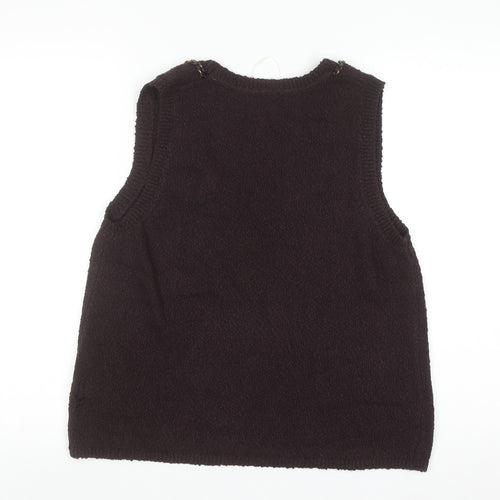 Marks and Spencer Women Brown Sleeveless Knit Vest M Round Neck
