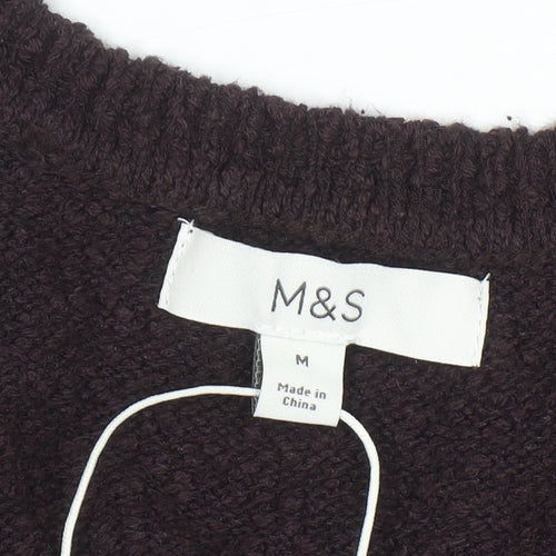 Marks and Spencer Women Brown Sleeveless Knit Vest M Round Neck