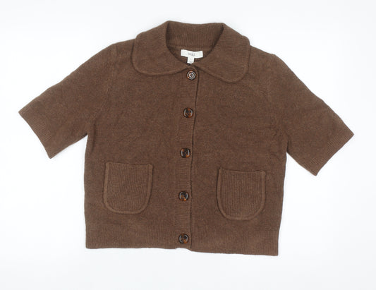 Marks and Spencer Women Brown Short Sleeve Button Cardigan Size S