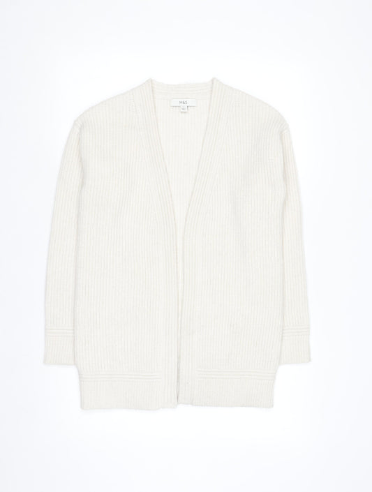 Marks and Spencer Women Ivory Long Sleeve Knit Cardigan XS