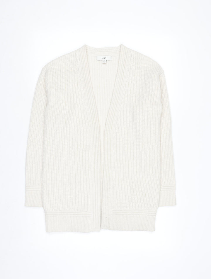 Marks and Spencer Women Ivory Long Sleeve Knit Cardigan XS