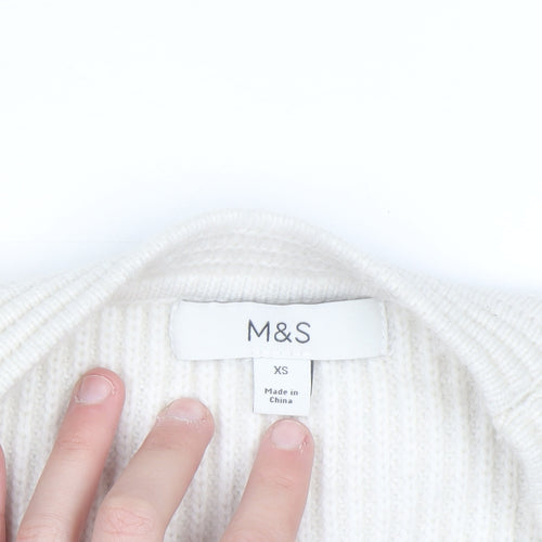 Marks and Spencer Women Ivory Long Sleeve Knit Cardigan XS