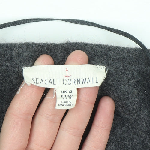 Seasalt Cornwall Women's Grey Alpaca Wool Open Cardigan UK 12
