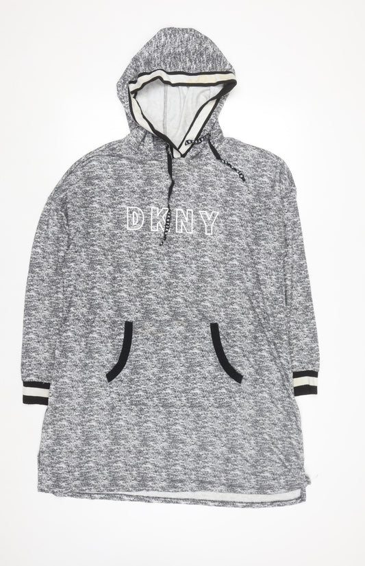 DKNY Women's Grey Pullover Hoodie Sweatshirt Size L Comfortable Casual