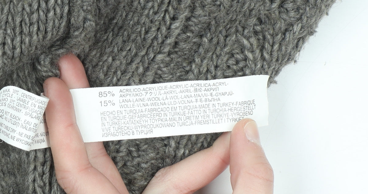 ZARA Women Grey Chunky Knit Belted Cardigan Size 12