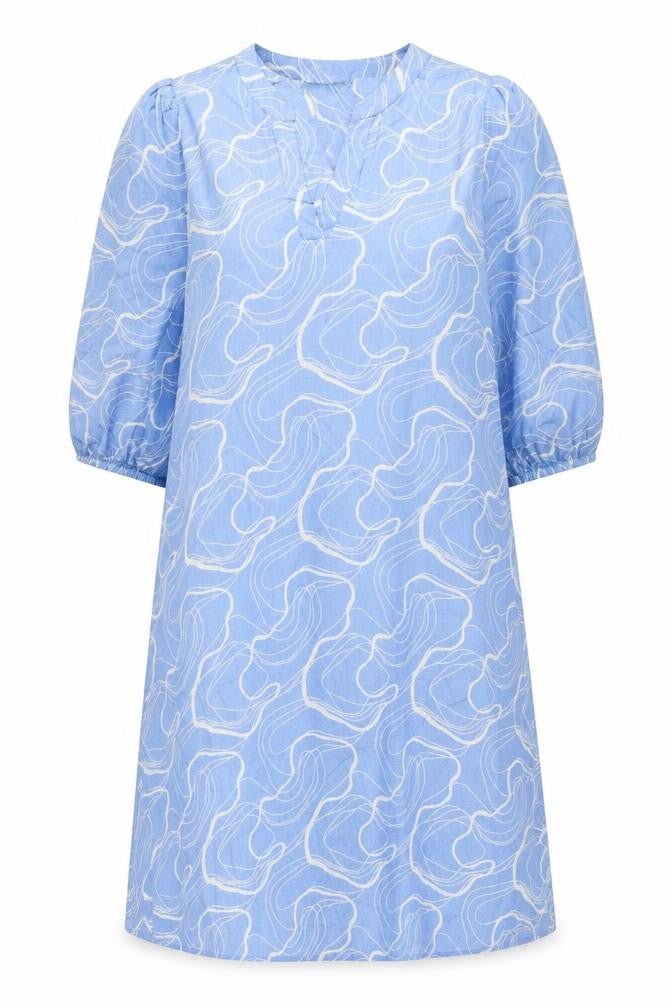 Front view of Kaffe Women Blue Viscose Shift Dress, size 10, Knee Length