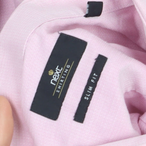 Next Men's Pink Slim Fit Long Sleeve Dress Shirt 15.5in 39cm