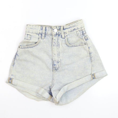 Stradivarius Women's Blue High Rise Mom Denim Shorts UK 4