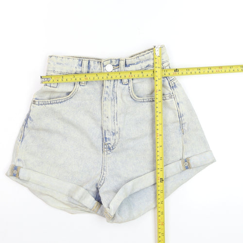 Stradivarius Women's Blue High Rise Mom Denim Shorts UK 4