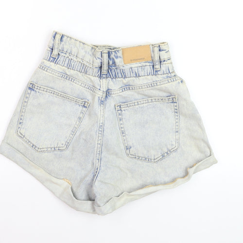 Stradivarius Women's Blue High Rise Mom Denim Shorts UK 4