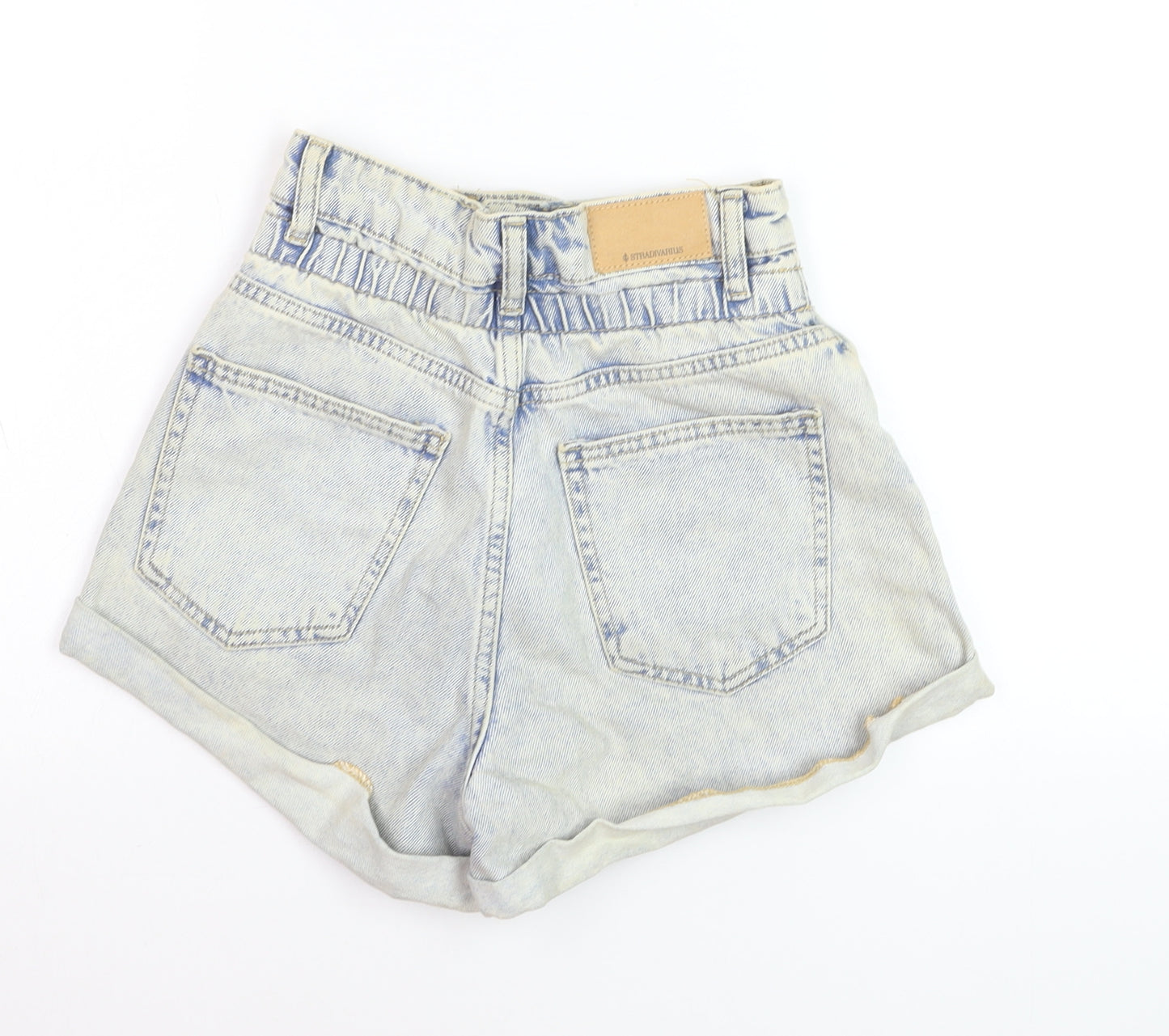 Stradivarius Women's Blue High Rise Mom Denim Shorts UK 4