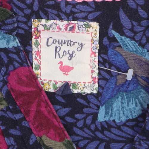 Country Rose Women's Blue Floral Long Sleeve Viscose Blouse Size S