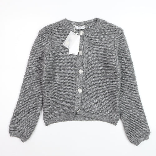 Mango Womens Grey Chunky-Knit Cardigan Small