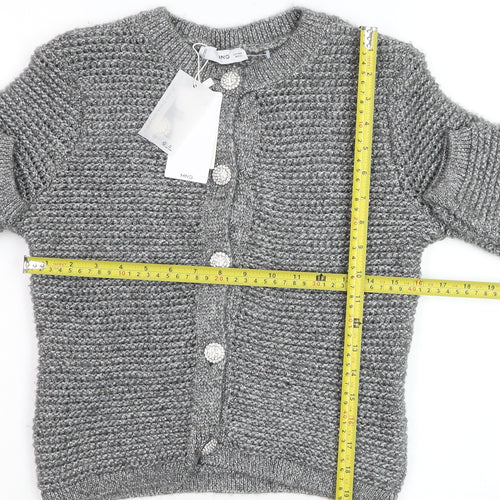 Mango Womens Grey Chunky-Knit Cardigan Small