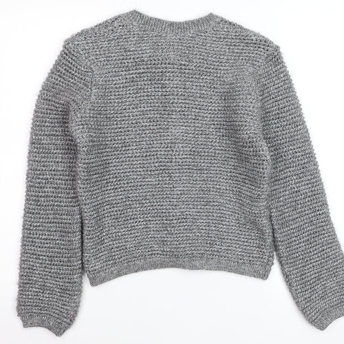 Mango Womens Grey Chunky-Knit Cardigan Small