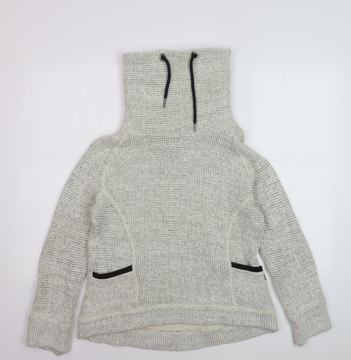 Superdry Women Beige Knitted Pullover Hoodie Size M Warm Winter