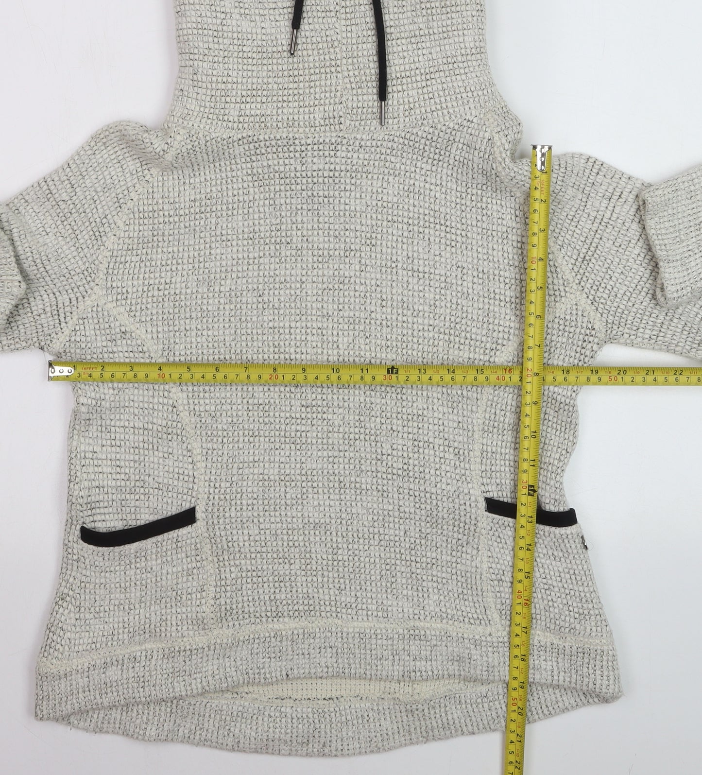 Superdry Women Beige Knitted Pullover Hoodie Size M Warm Winter