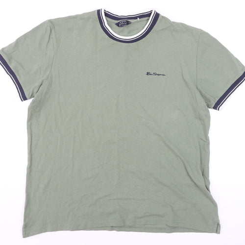 Ben Sherman Men's Pale Khaki Green XL Crew Neck Cotton T-Shirt