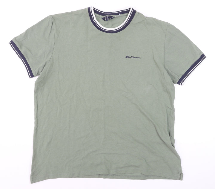 Ben Sherman Men's Pale Khaki Green XL Crew Neck Cotton T-Shirt