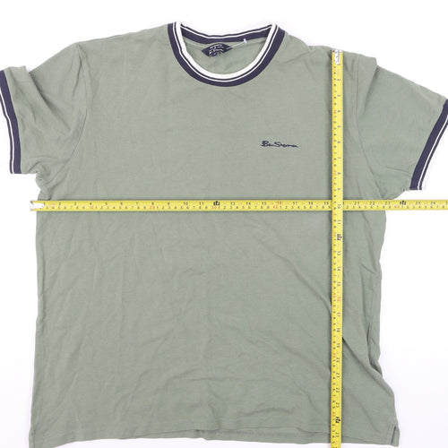 Ben Sherman Men's Pale Khaki Green XL Crew Neck Cotton T-Shirt