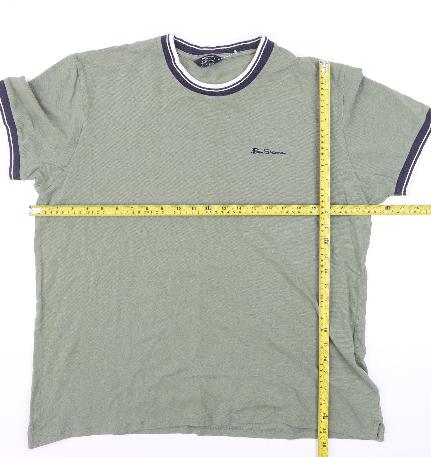 Ben Sherman Men's Pale Khaki Green XL Crew Neck Cotton T-Shirt
