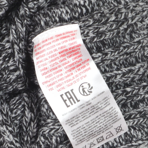 Xact Men's Grey Cable-Knit 1/4 Zip High Neck Jumper Size L