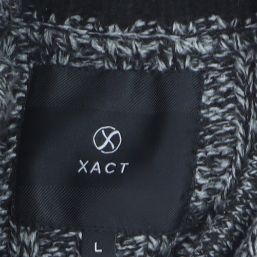 Xact Men's Grey Cable-Knit 1/4 Zip High Neck Jumper Size L