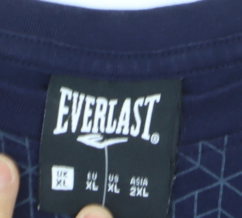 Everlast Men's Blue Graphic Print Crew Neck Cotton T-Shirt XL