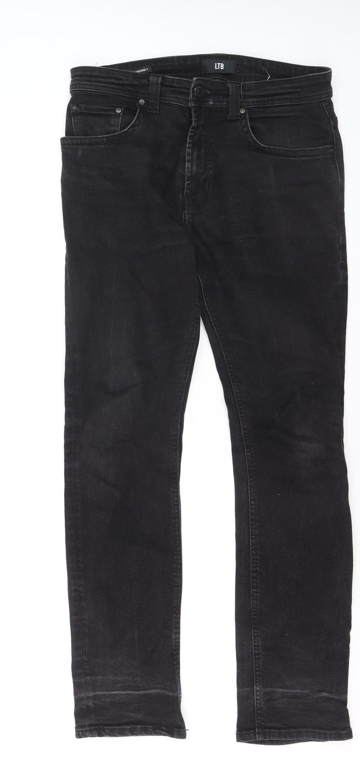 LTB Mens Black Slim Straight Jeans W34 L32 Stretch Denim