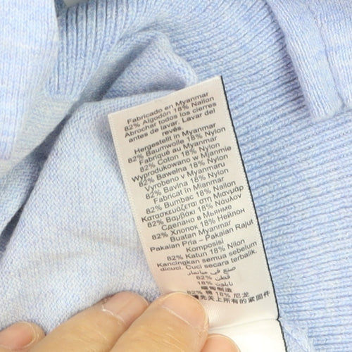 Next Men's Blue Cotton Blend Regular Fit Short Sleeve Polo - L