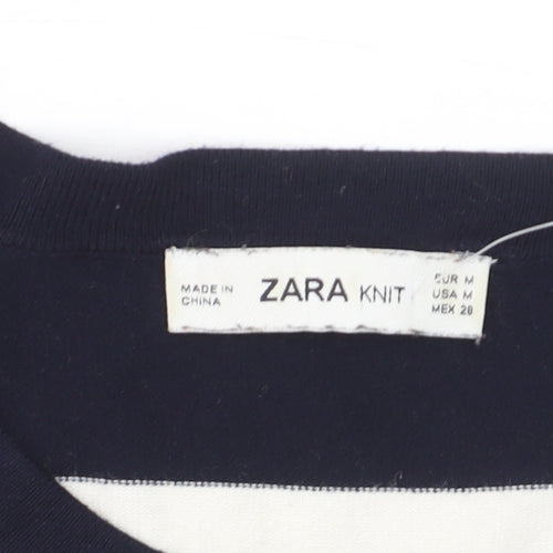 ZARA Women’s Multicoloured Striped Short Sleeve Knit Jumper Size 12