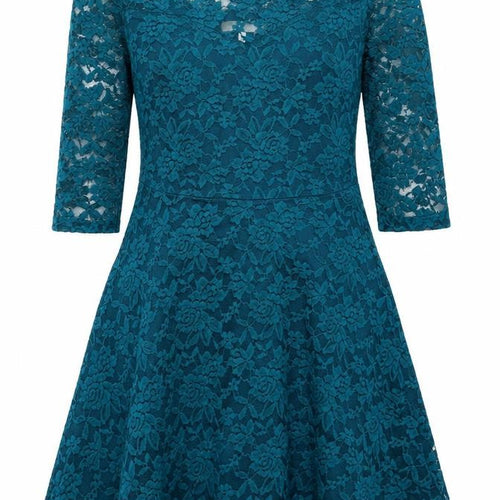 Anthology Women Green Lace Fit & Flare Knee Length Dress Size 14
