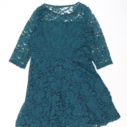 Anthology Women Green Lace Fit & Flare Knee Length Dress Size 14