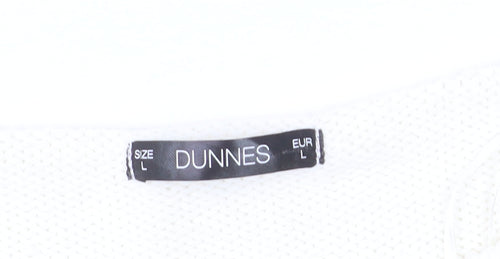 Dunnes Women Ivory Striped Cotton Knit Crew Neck Jumper Size L