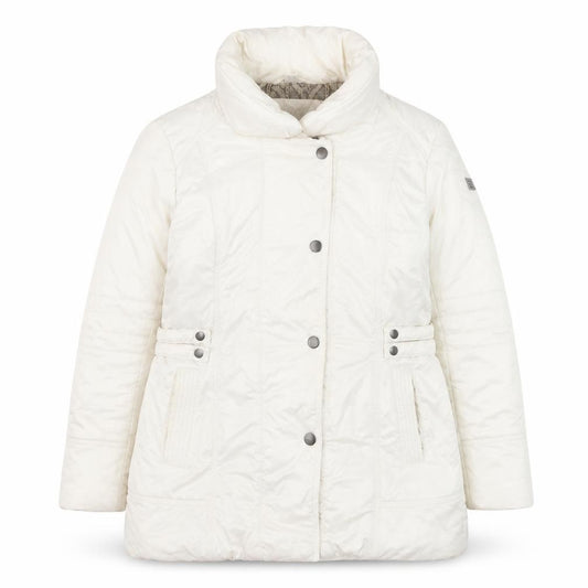 Front view of Wega Fashion Women's Ivory Puffer Jacket, size 14, Winter Coat