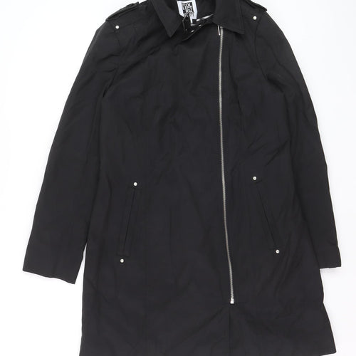 Debenhams The Collection Petite Black Long Trench Coat Size 10
