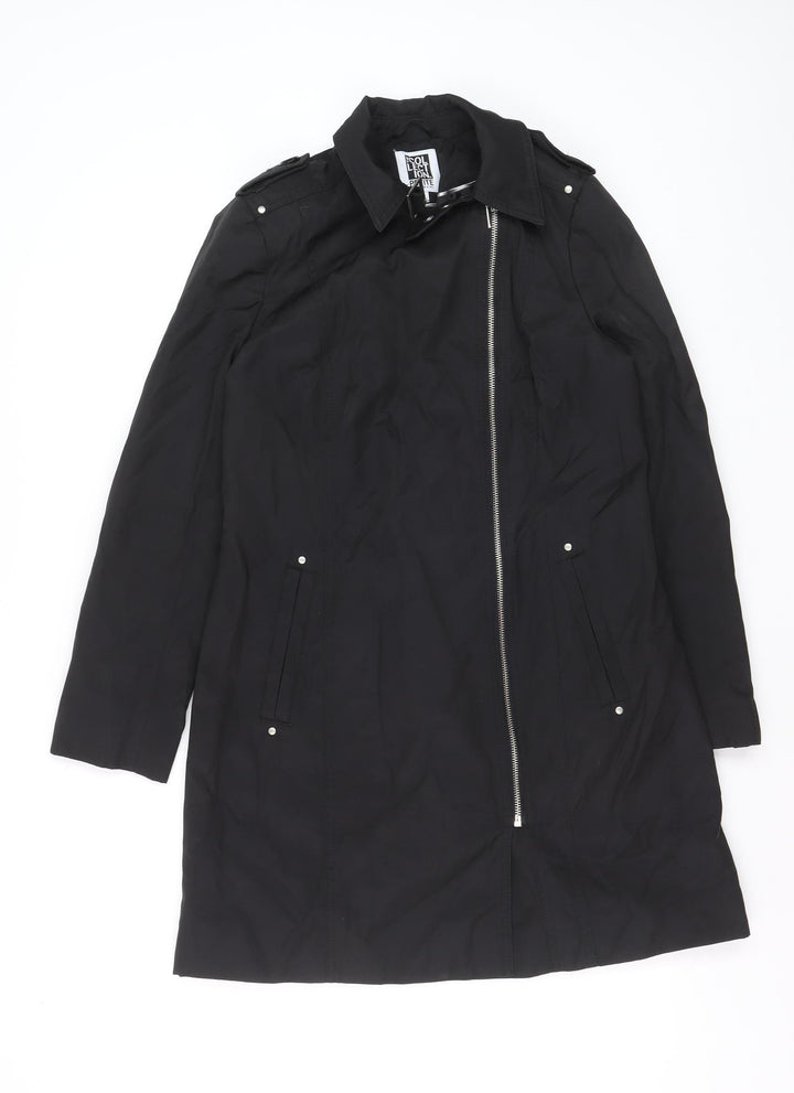 Debenhams The Collection Petite Black Long Trench Coat Size 10