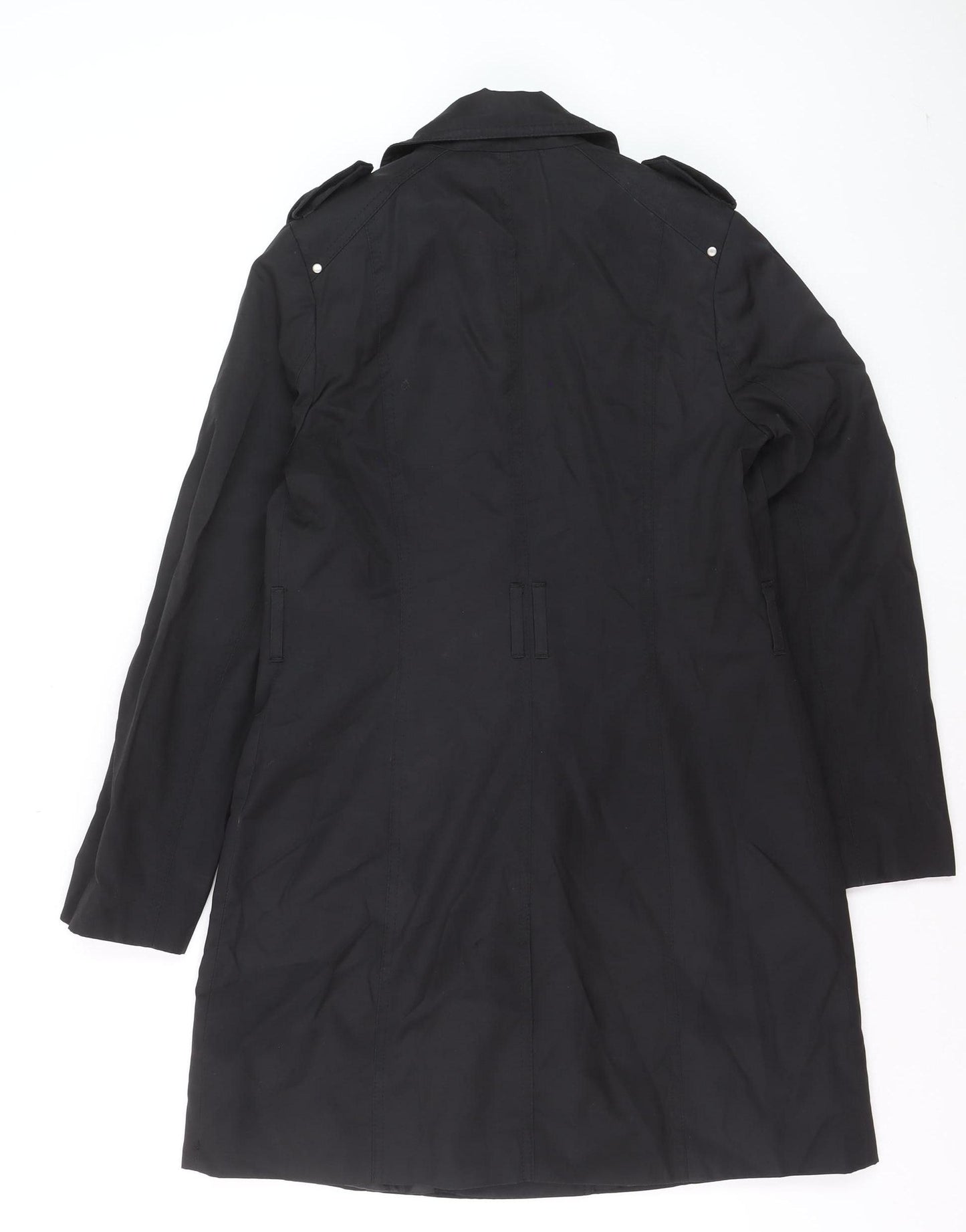 Debenhams The Collection Petite Black Long Trench Coat Size 10