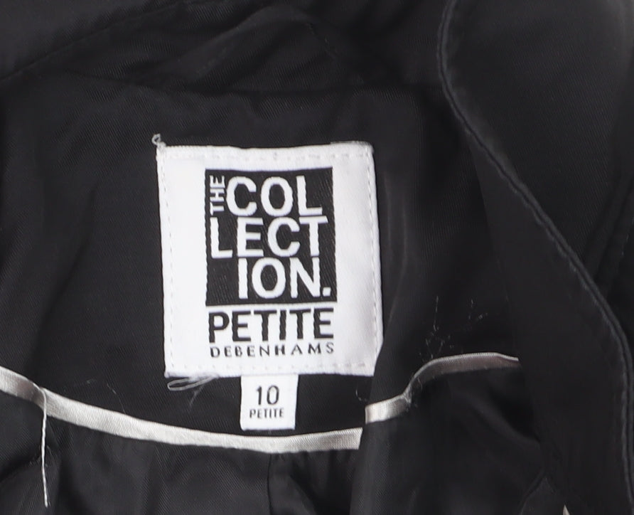 Debenhams The Collection Petite Black Long Trench Coat Size 10