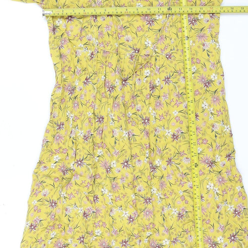 Marks and Spencer Women’s Yellow Floral A-Line Midi Dress Size 12