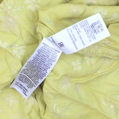 Marks and Spencer Women’s Yellow Floral A-Line Midi Dress Size 12