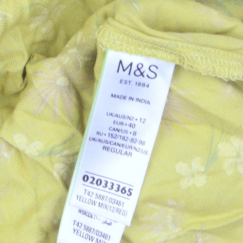 Marks and Spencer Women’s Yellow Floral A-Line Midi Dress Size 12
