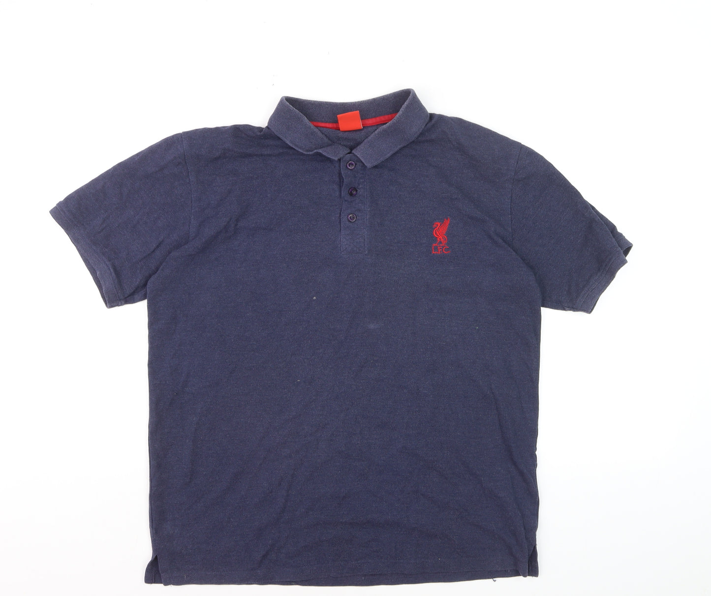 LFC Men's Blue Collared Short Sleeve Cotton Polo Shirt M