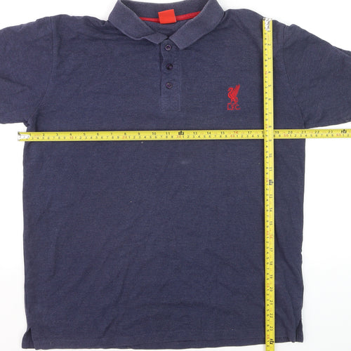 LFC Men's Blue Collared Short Sleeve Cotton Polo Shirt M