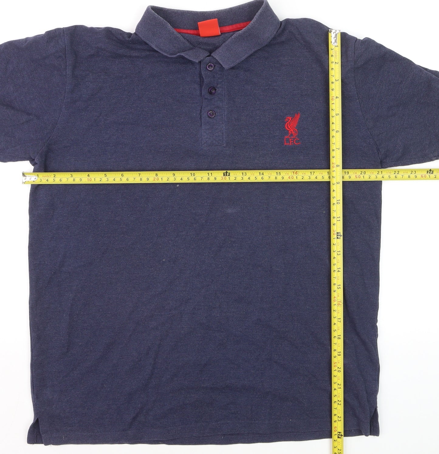 LFC Men's Blue Collared Short Sleeve Cotton Polo Shirt M