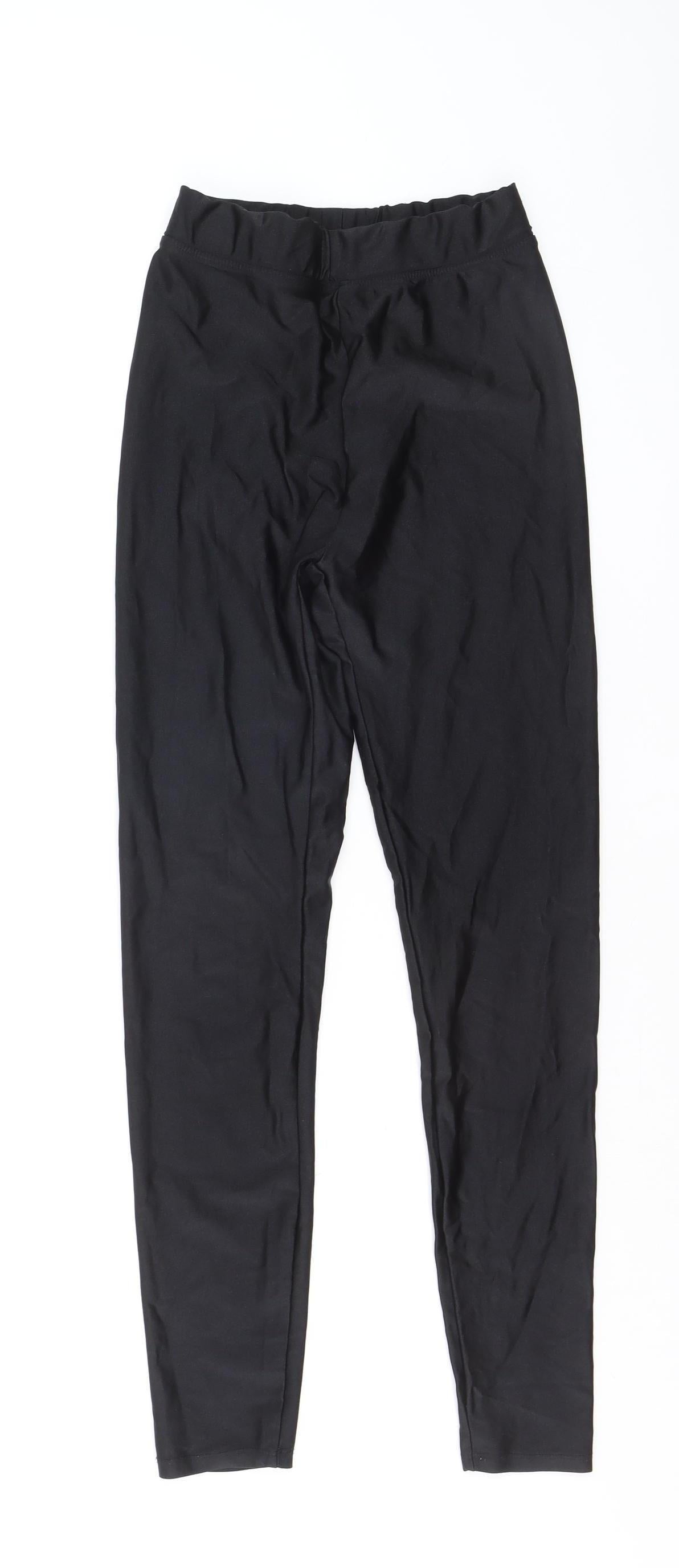 Bershka Womens Black S Mid Rise Stretch Jersey Leggings