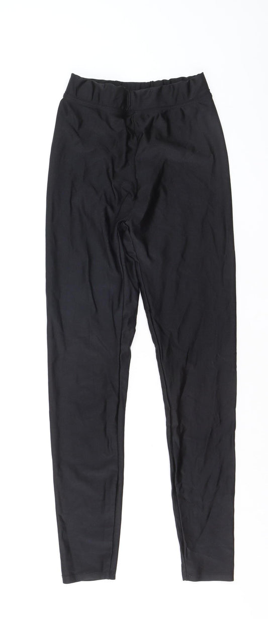 Bershka Womens Black S Mid Rise Stretch Jersey Leggings
