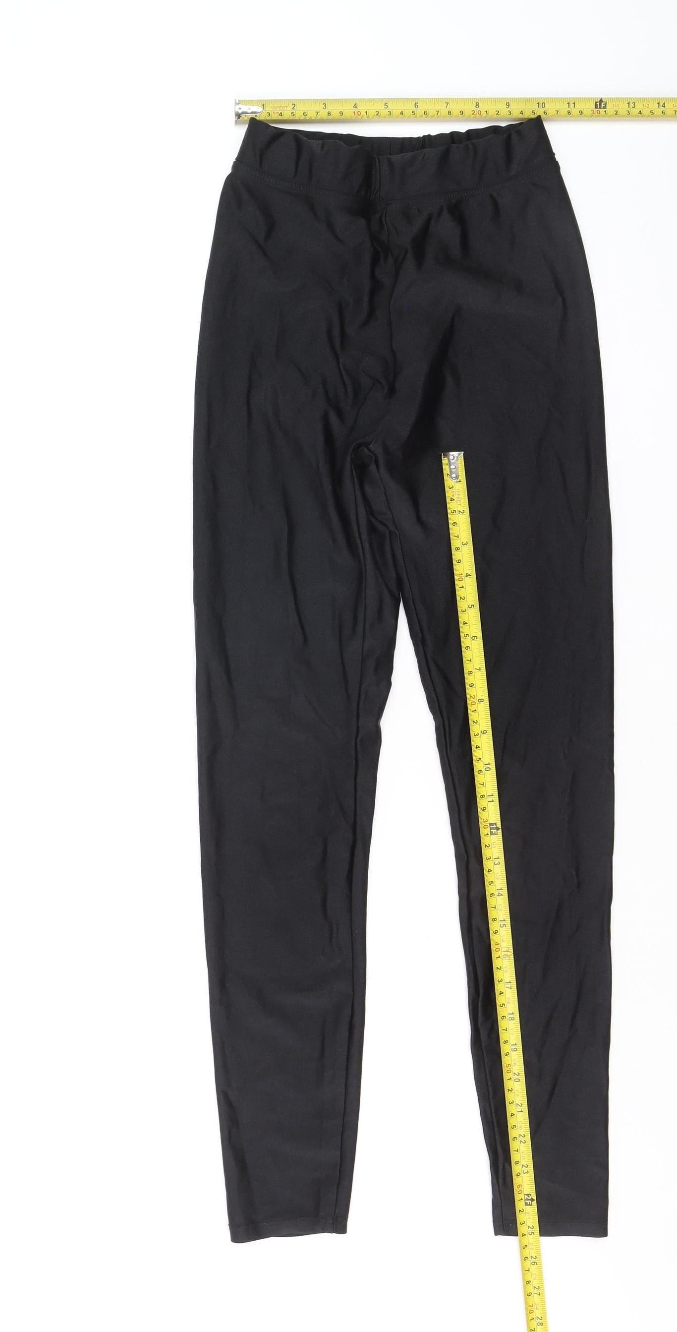 Bershka Womens Black S Mid Rise Stretch Jersey Leggings