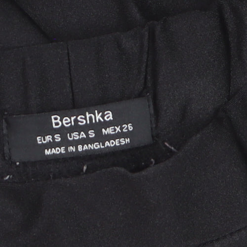 Bershka Womens Black S Mid Rise Stretch Jersey Leggings